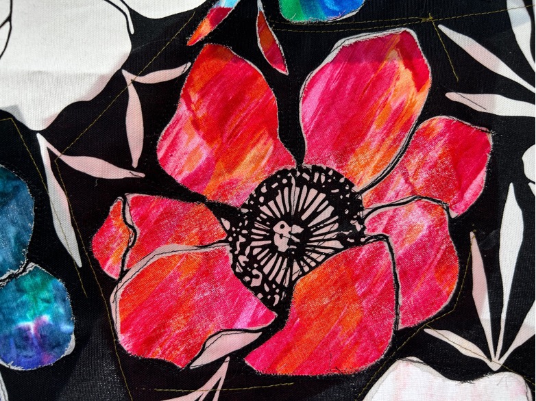 Flower Cloth Applique - Black on Hemp – RedGreen Rivers