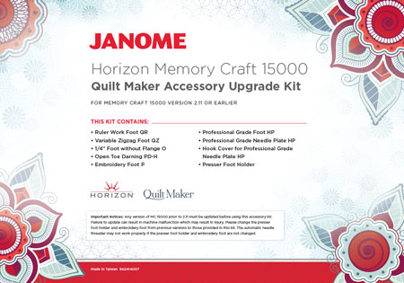 Janome Memory Craft 15000 Quilt Maker Accessory Upgrade Kit 